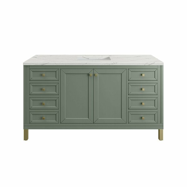 James Martin Vanities Chicago 60in Single Vanity, Smokey Celadon w/ 3 CM Ethereal Noctis Top 305-V60S-SC-3ENC